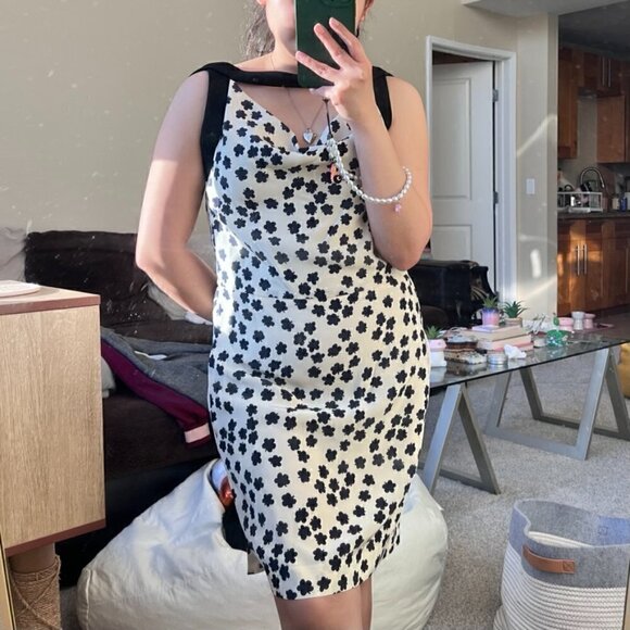 Balenciaga Dresses & Skirts - Balenciaga Paris White Silk Blend Clover Print Cowl Neck Mini Dress 36 / US 6 